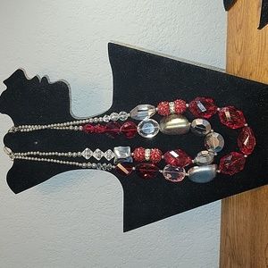 Ruby red bi level women's necklace
